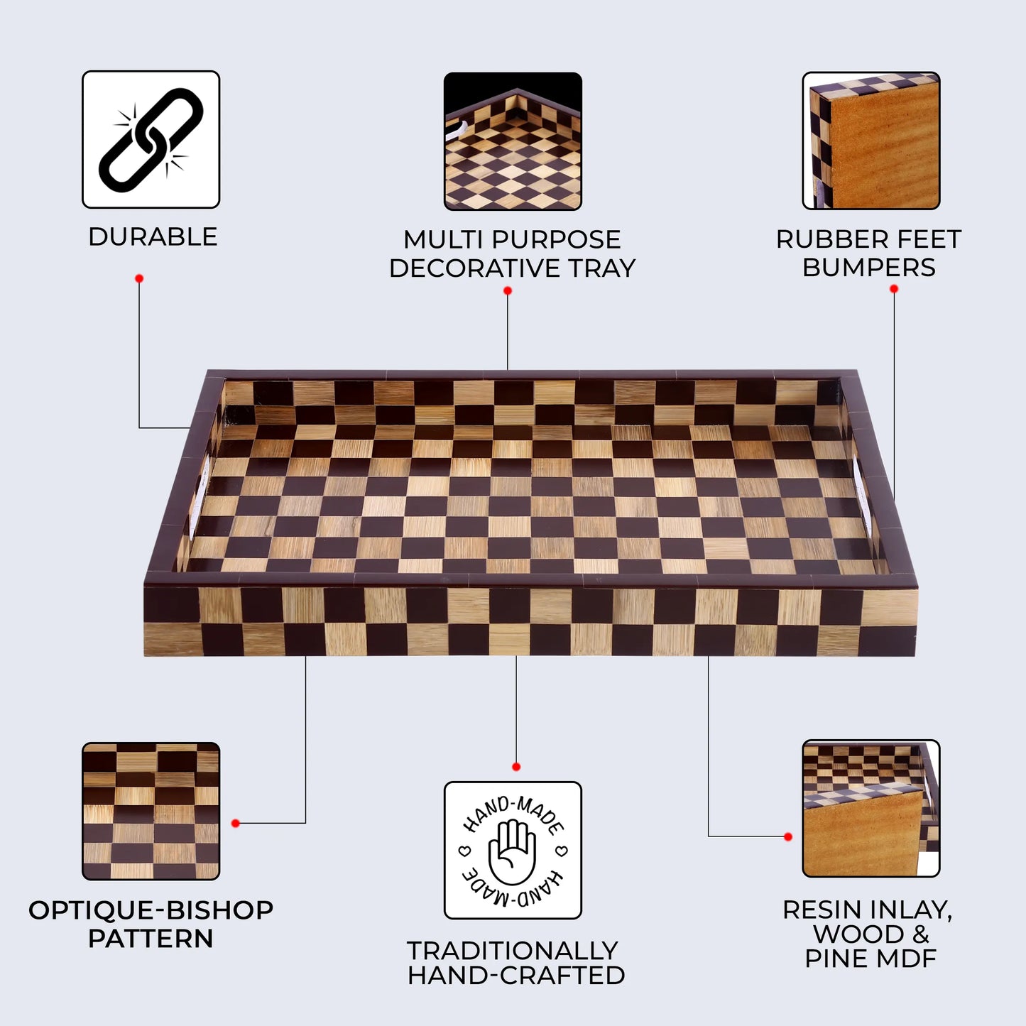 Wood & Resin Inlay Tray 11x17