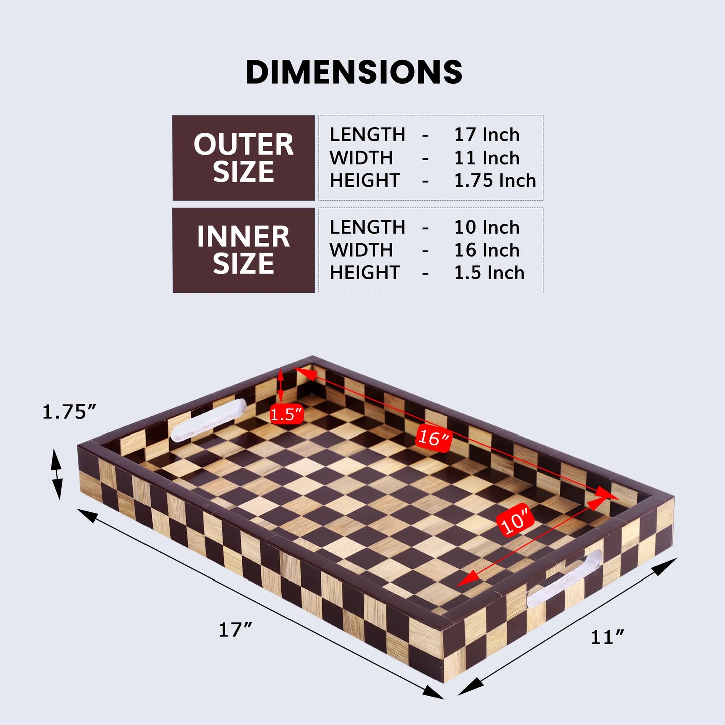 Wood & Resin Inlay Tray 11x17