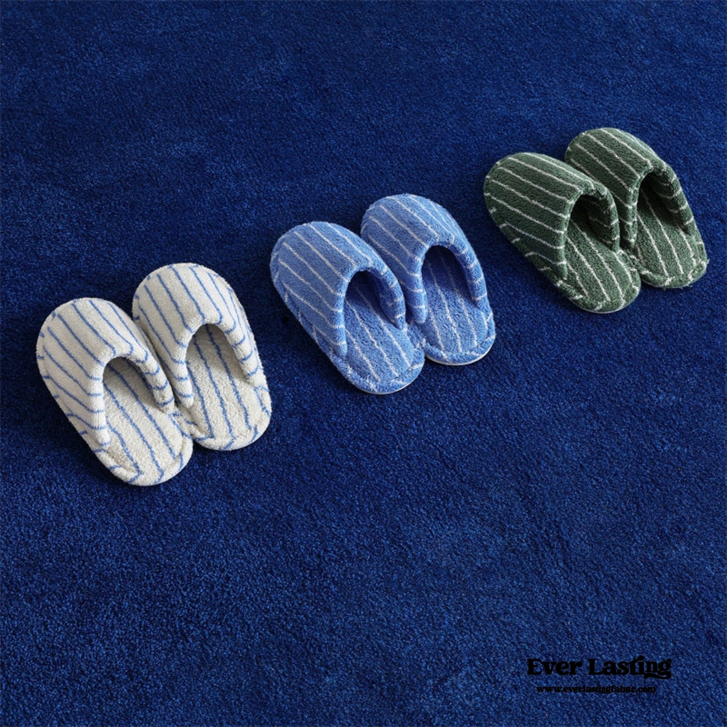 Joni Thin Striped House Slippers - Green