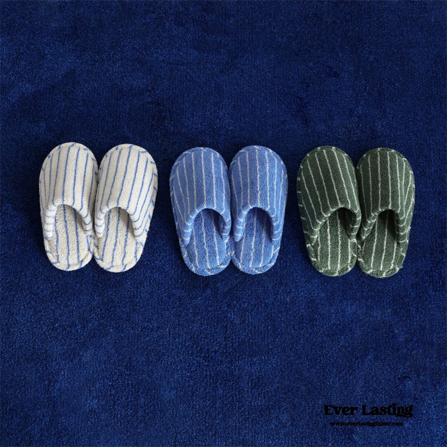 Joni Thin Striped House Slippers - Green