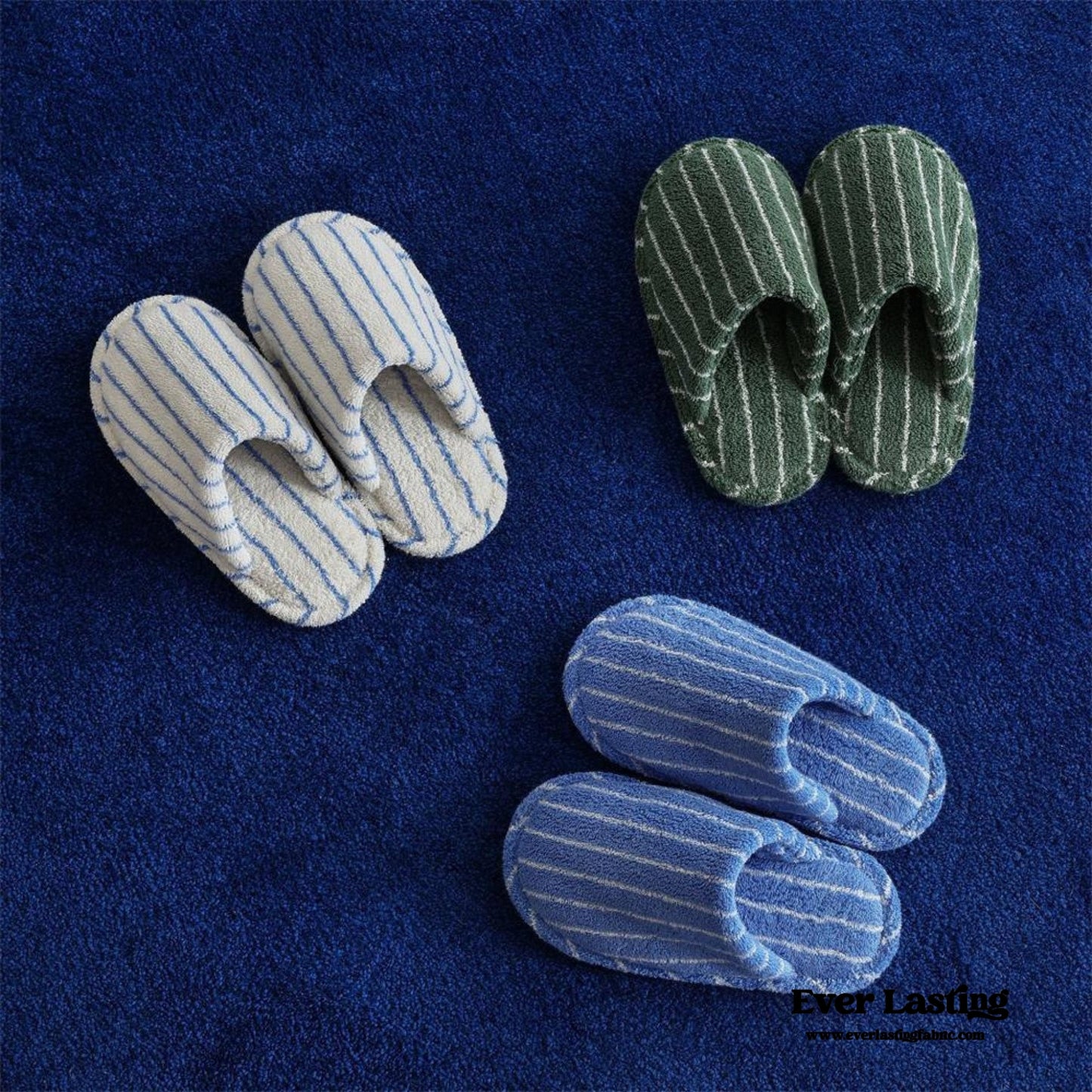 Joni Thin Striped House Slippers - Green