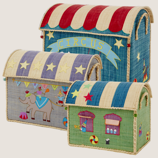 Raffia Storage House - Circus theme Set of 3