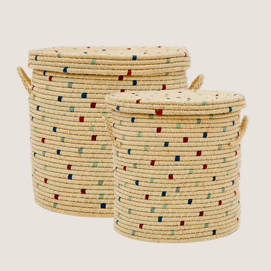 Large Round Raffia Basket- set of 2