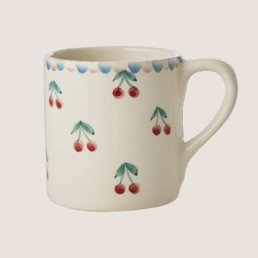 Ceramic Mug with Hand Painted Cherries - 14.2 oz