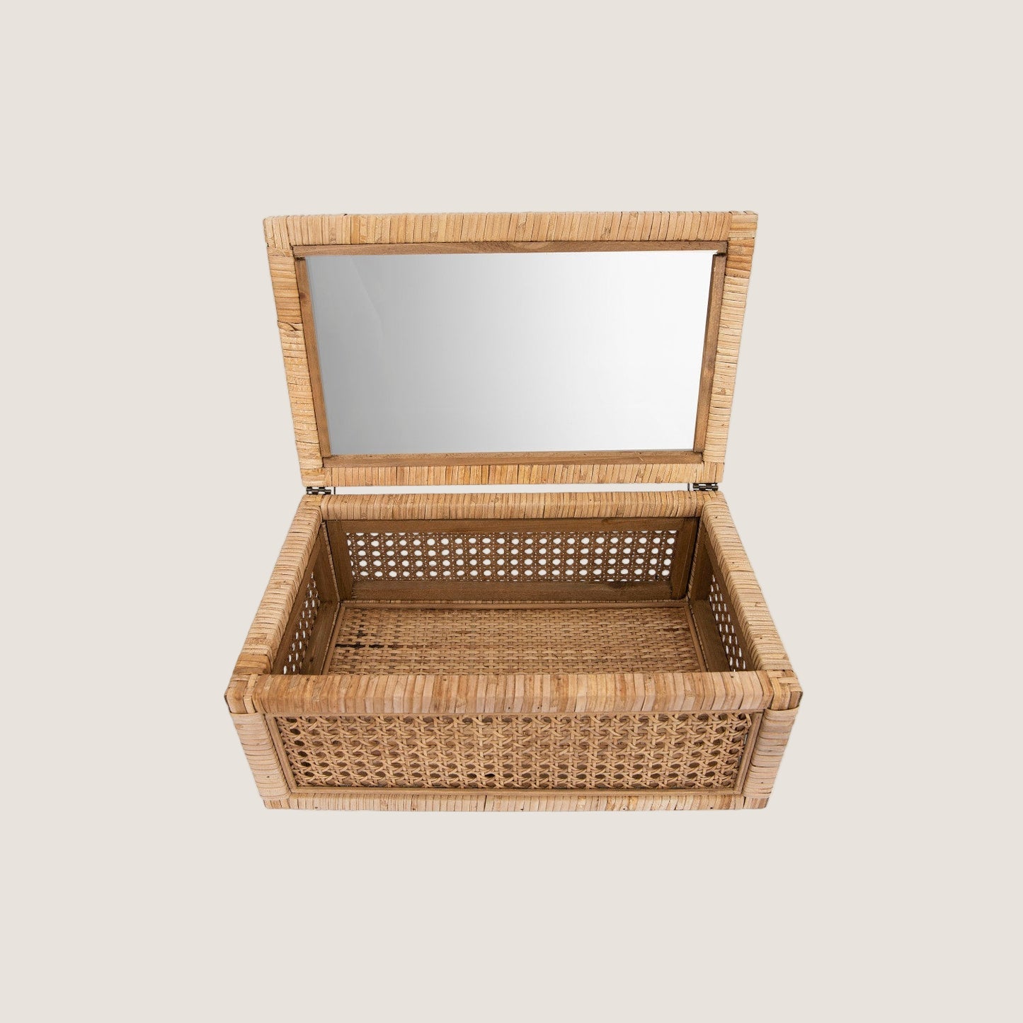 Woven Rattan Wood Display Boxes with Glass Lid | 2 Sizes