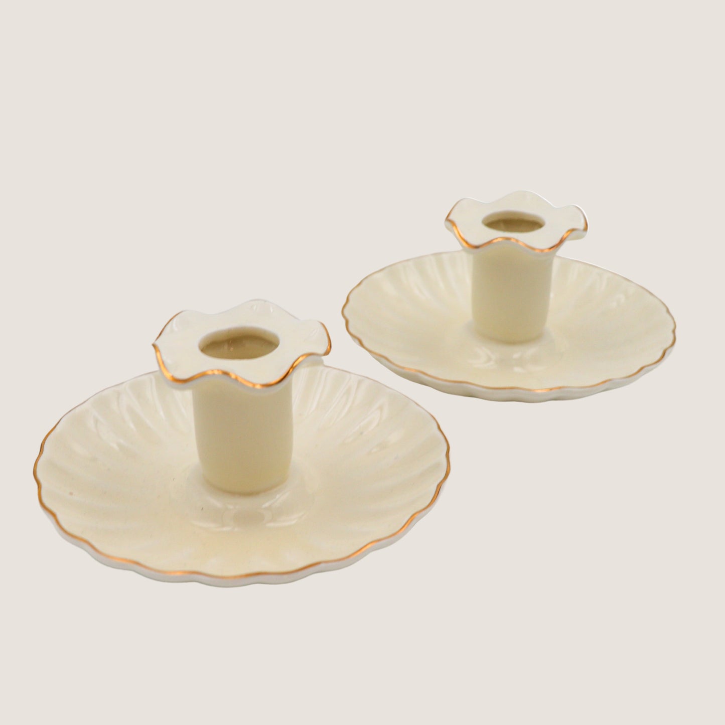 Gilded Cream Candle Holder - Pair