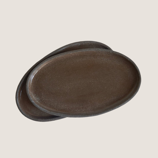 Handmade Stoneware Oval Serving Platter "Pumpernikel"