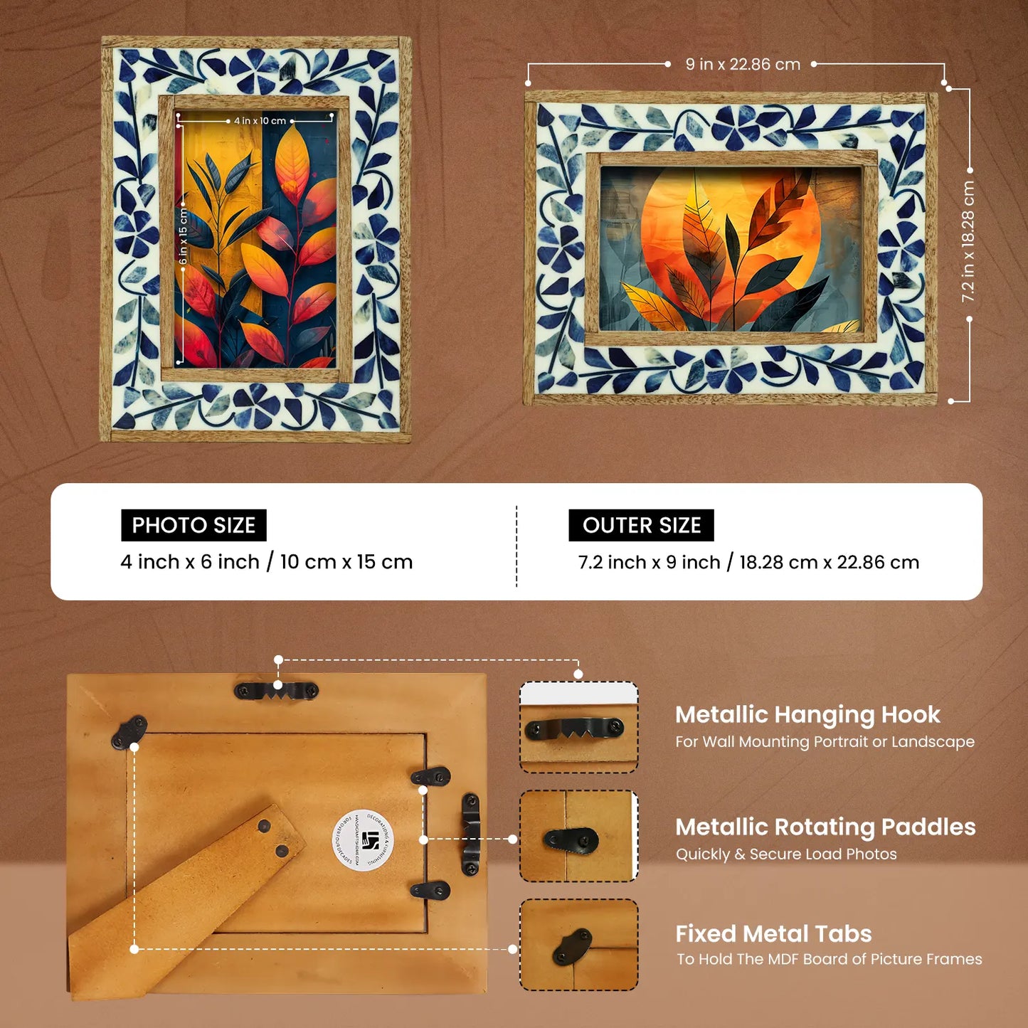 Iris Bone & Resin Inlay Picture Frame