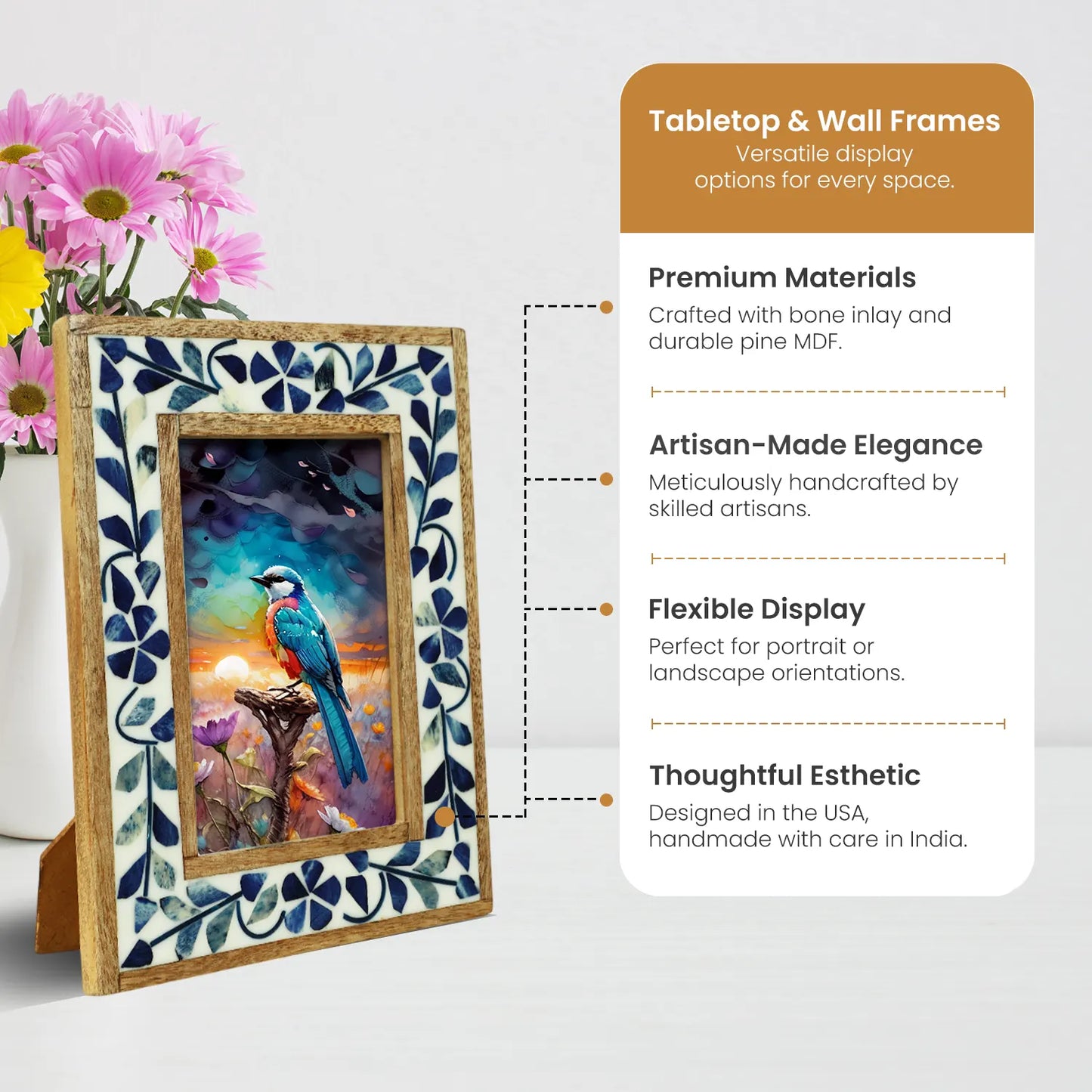 Iris Bone & Resin Inlay Picture Frame