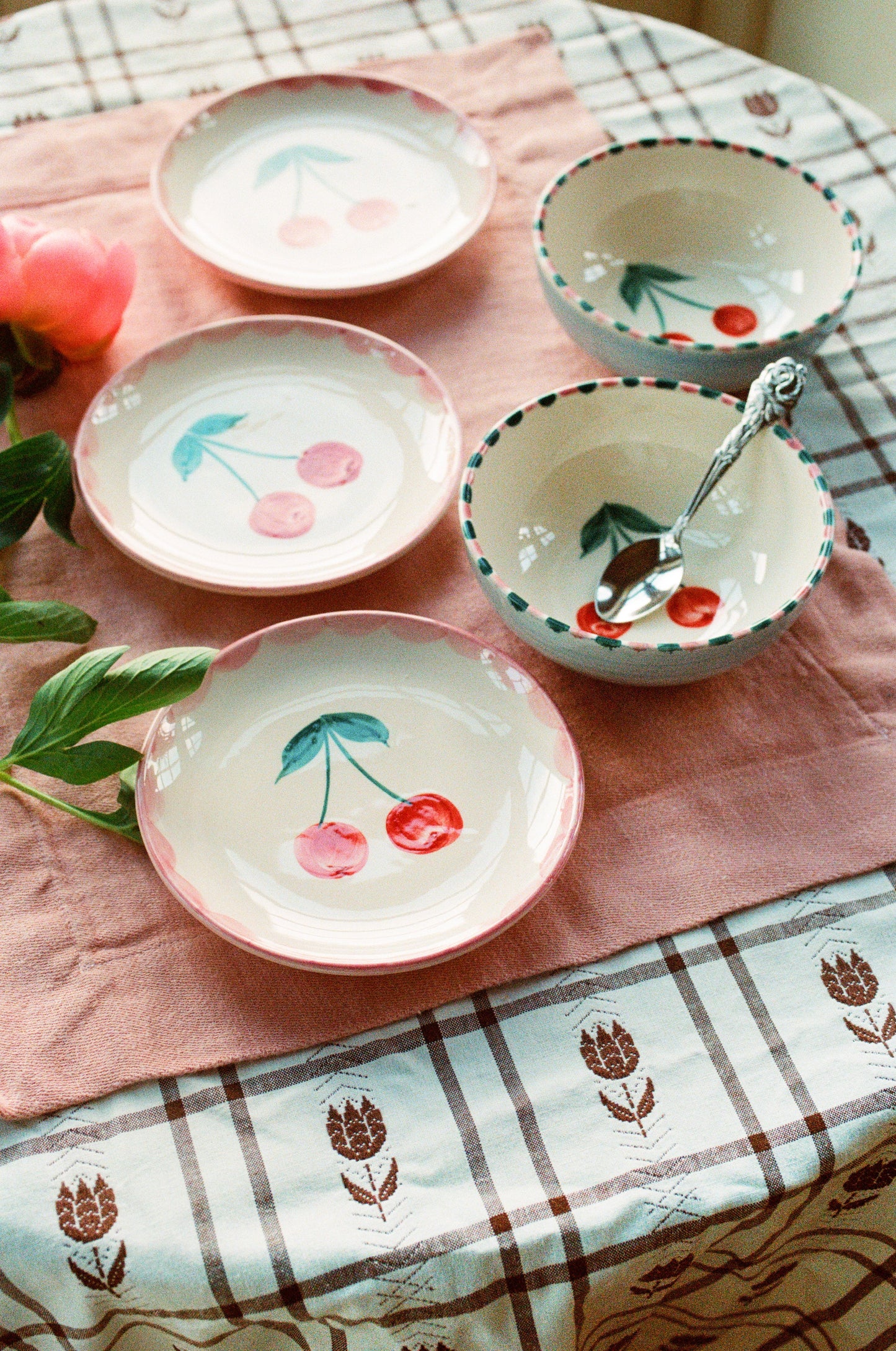 Ceramic Bowl with Hand Painted Cherry - 11.8 oz