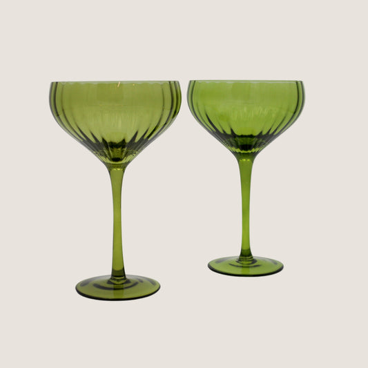 Sage Ribbed Coupe - Set of 4