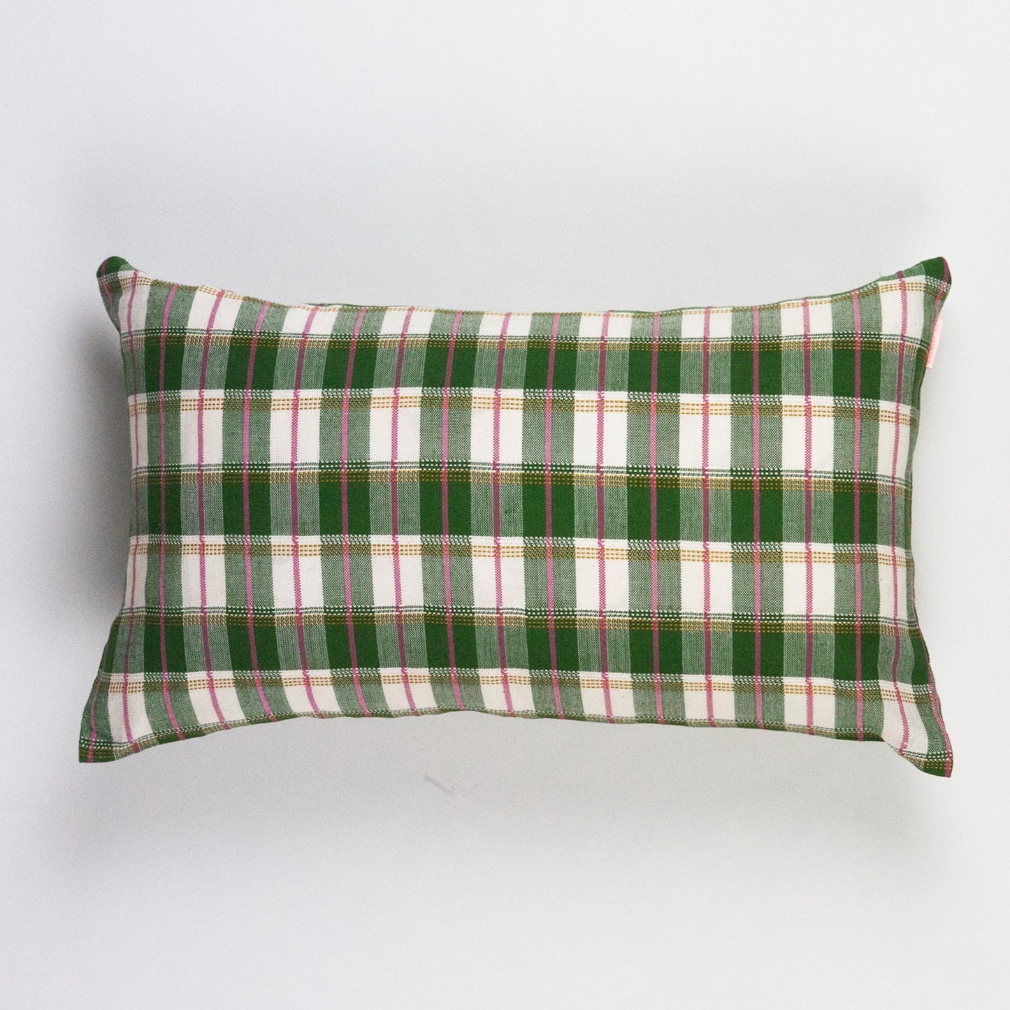 San Andres Gingham Green & White Pillow