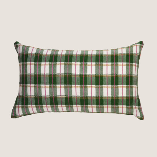 San Andres Gingham Green & White Pillow