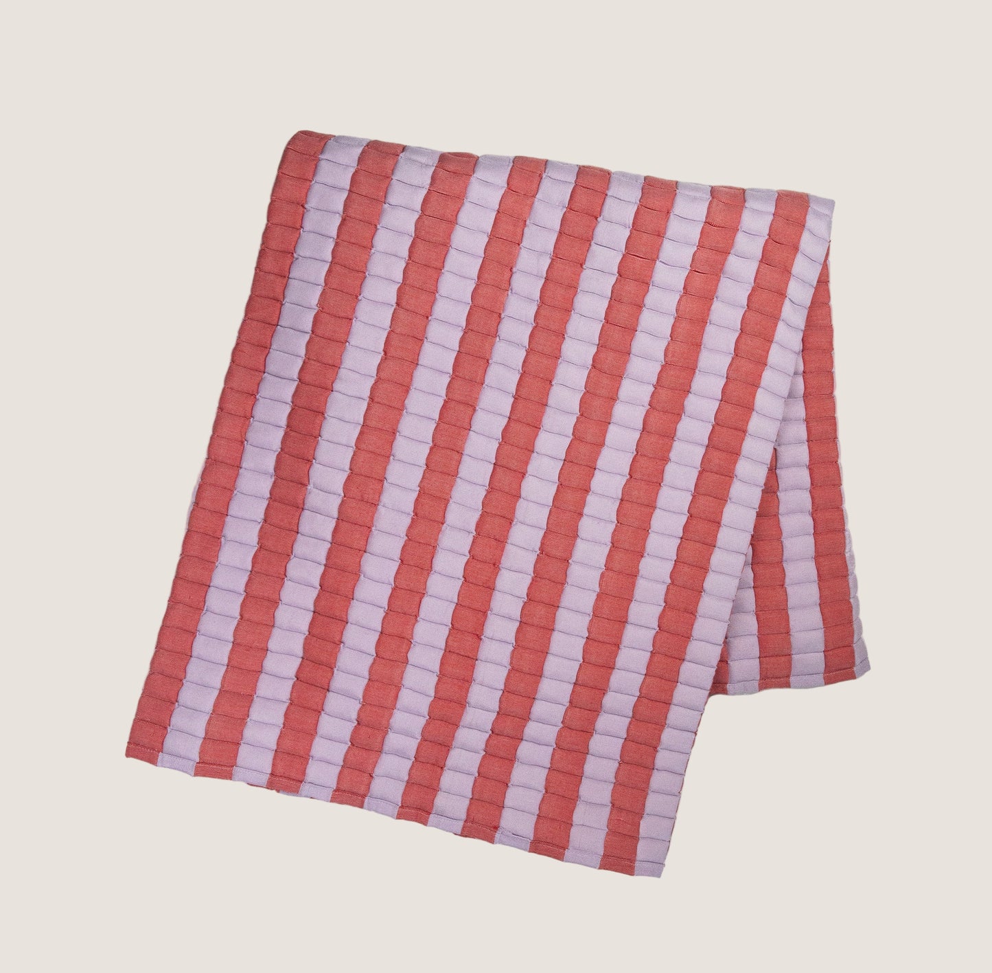Quilted Sujani Throw Blanket - Soft Lilac and Red