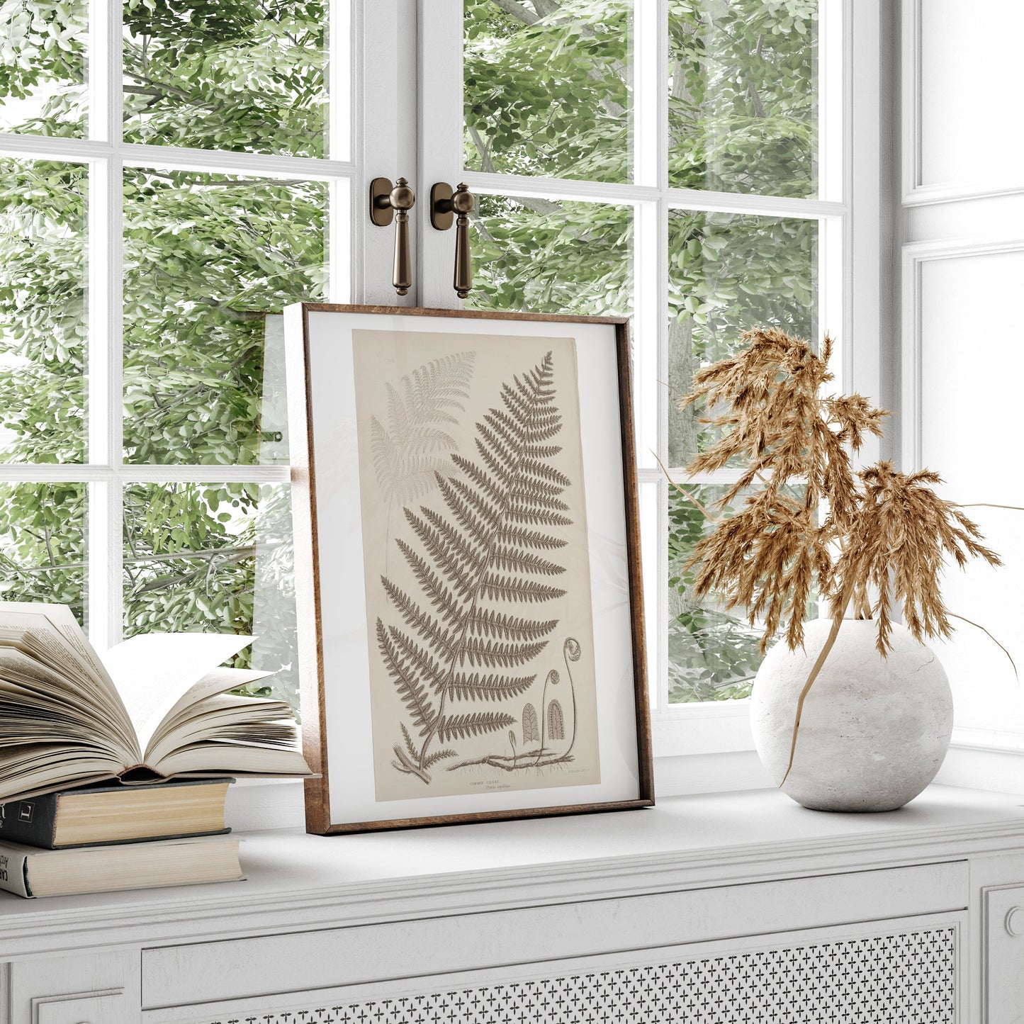 Antique Ferns Set of 4 In French Gray and Green
