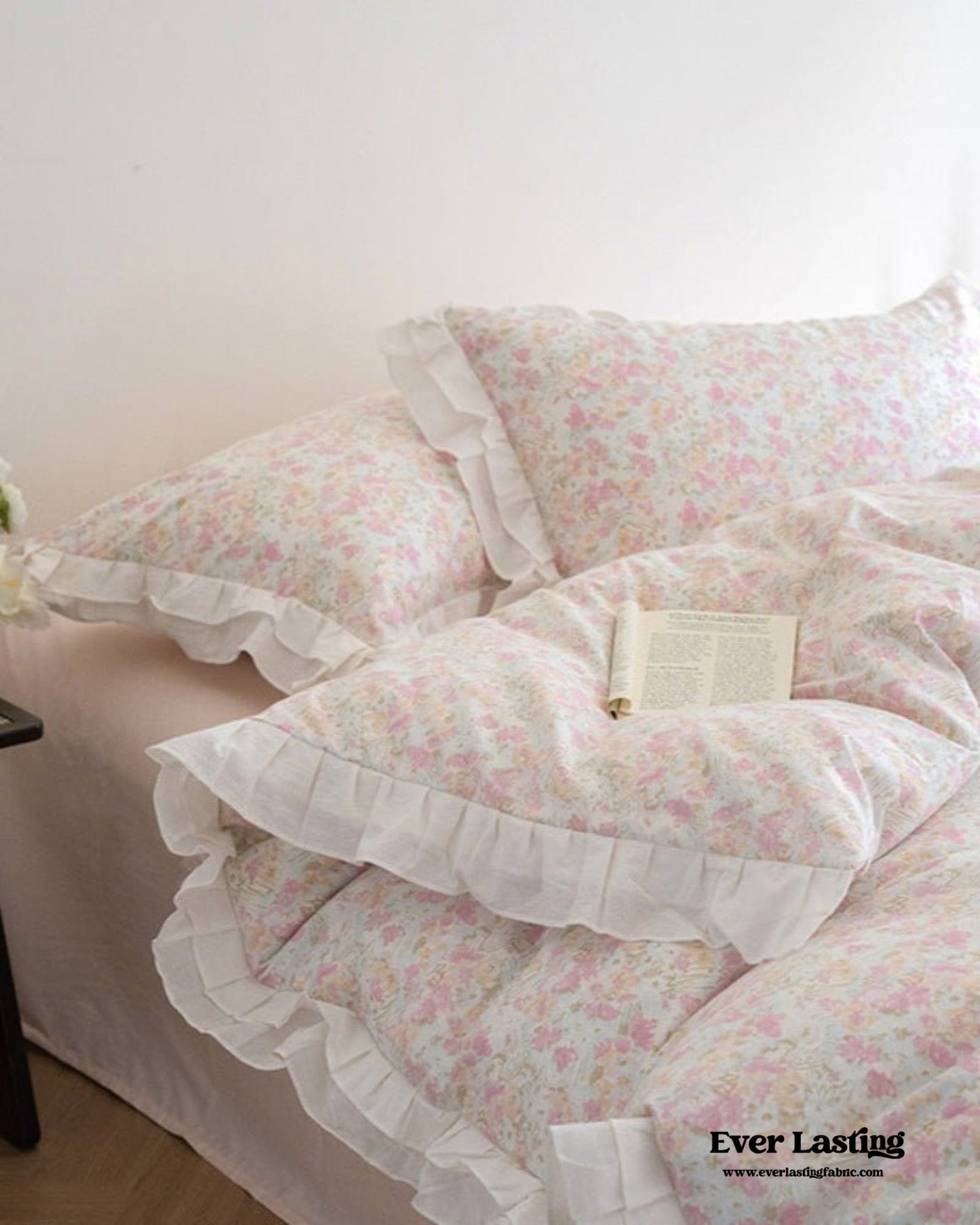 Annie Lace Ruffle Floral Bedding Set