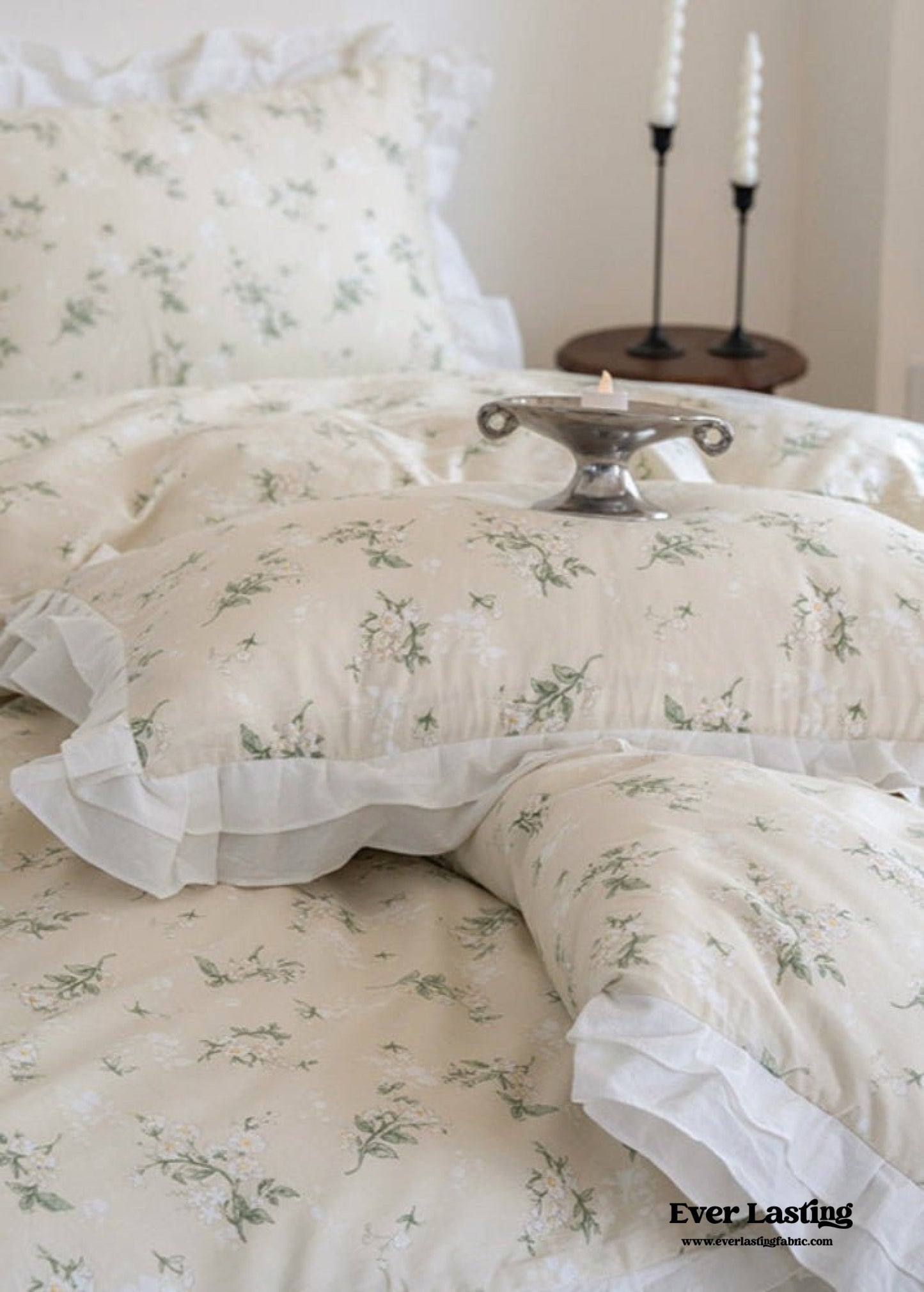 Annie Lace Ruffle Floral Bedding Set