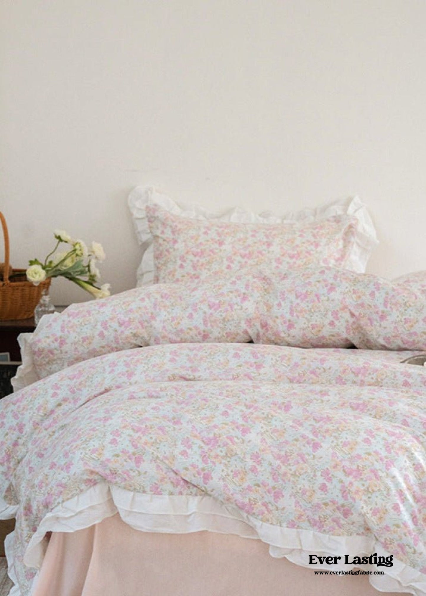 Annie Lace Ruffle Floral Bedding Set