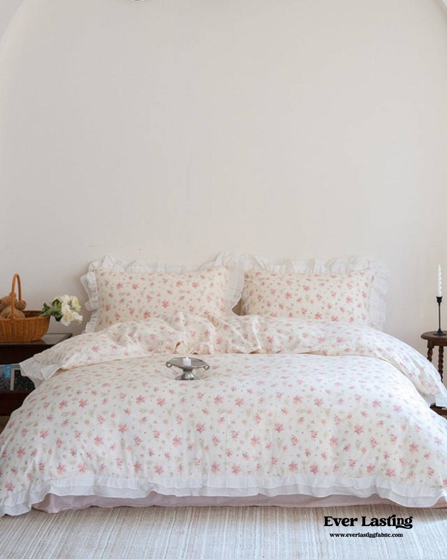 Annie Lace Ruffle Floral Bedding Set