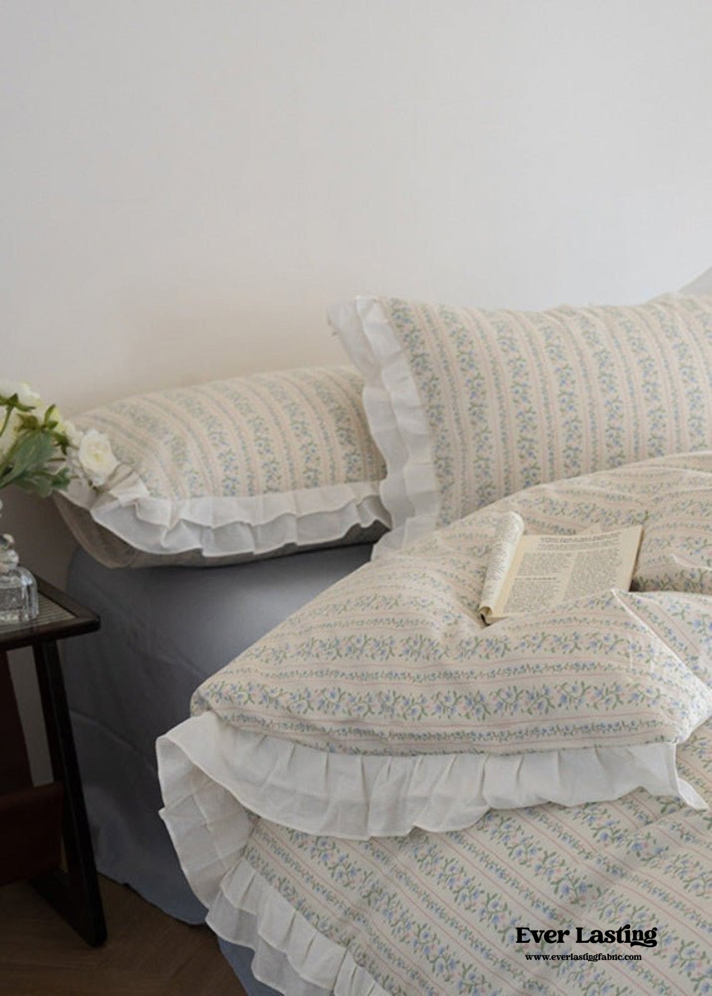 Annie Lace Ruffle Floral Bedding Set