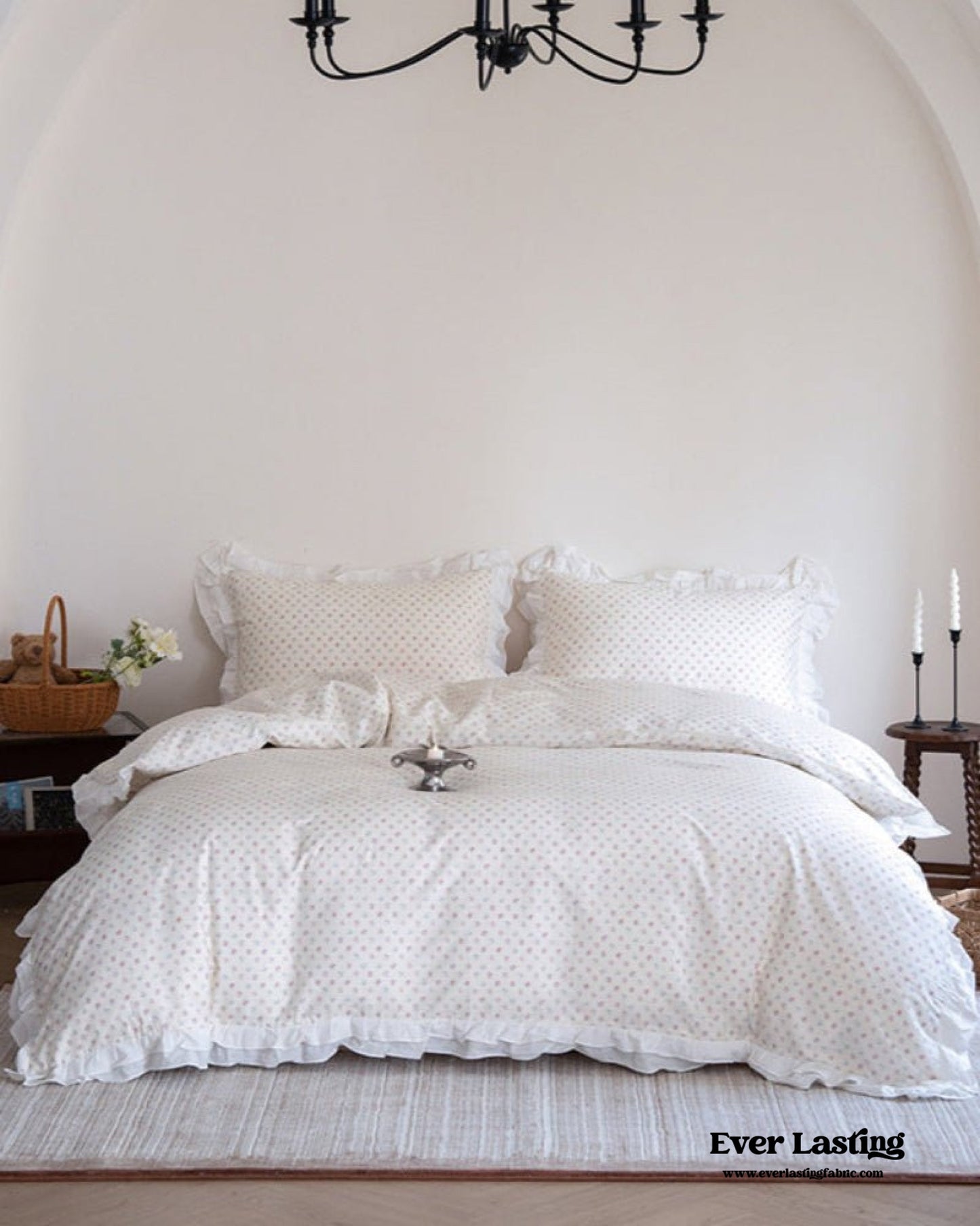 Annie Lace Ruffle Floral Bedding Set