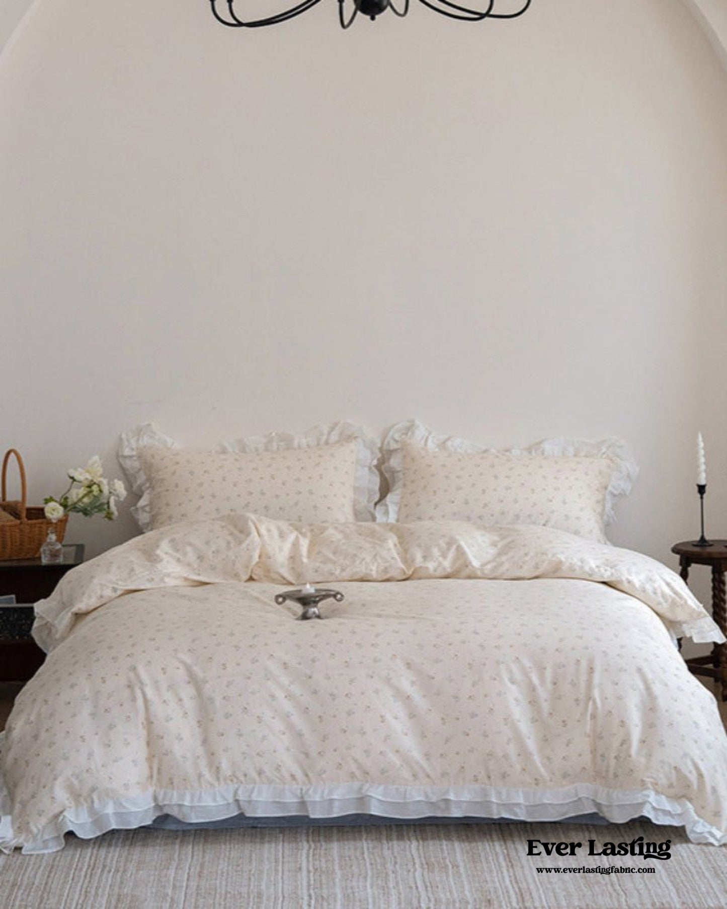 Annie Lace Ruffle Floral Bedding Set