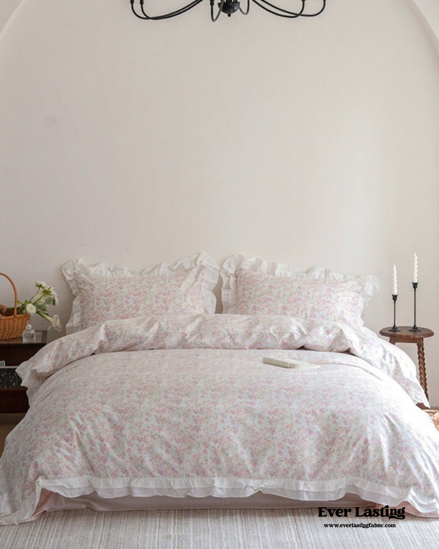 Annie Lace Ruffle Floral Bedding Set