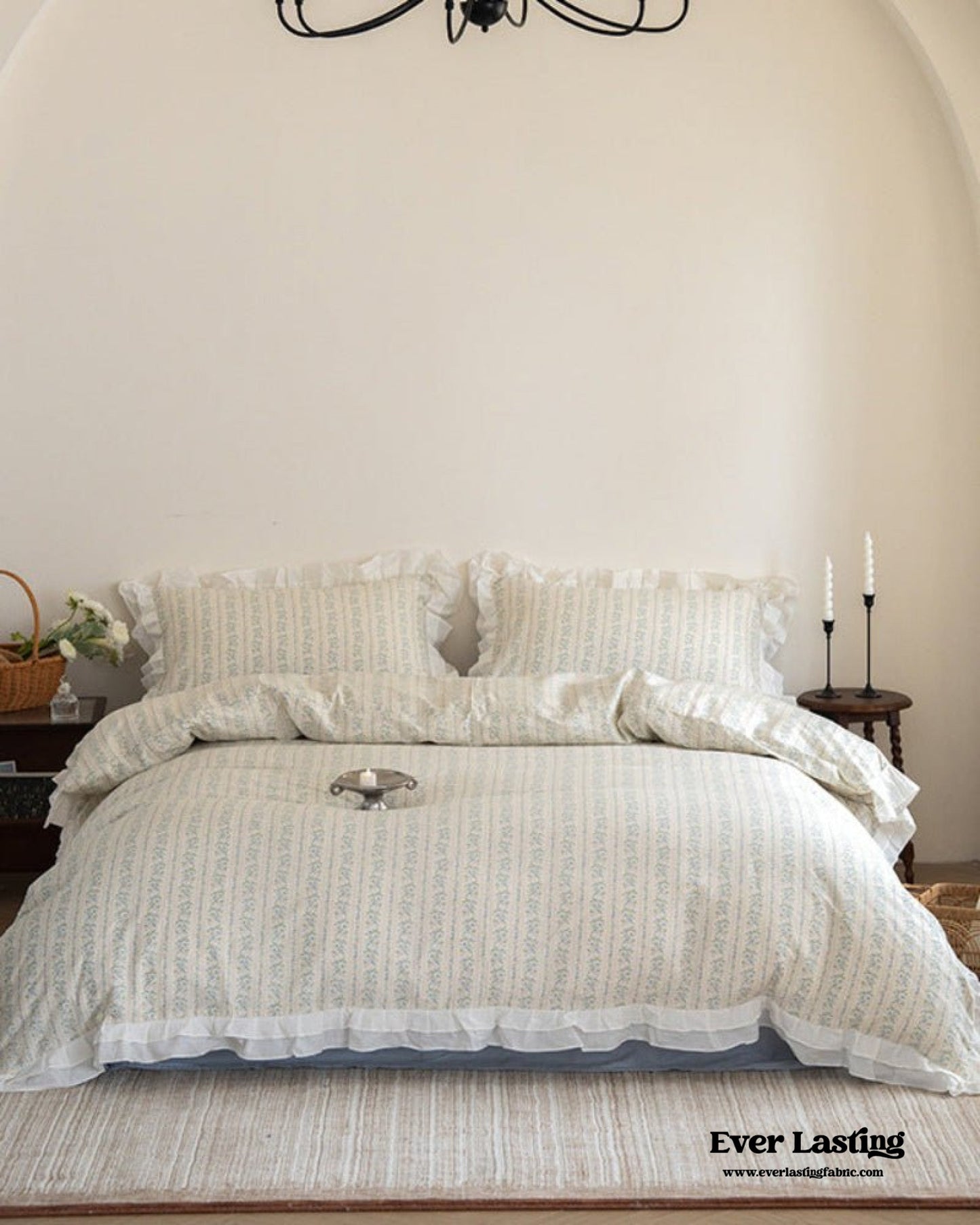 Annie Lace Ruffle Floral Bedding Set