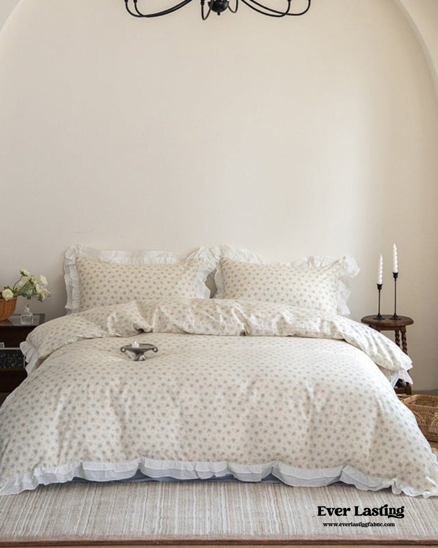 Annie Lace Ruffle Floral Bedding Set