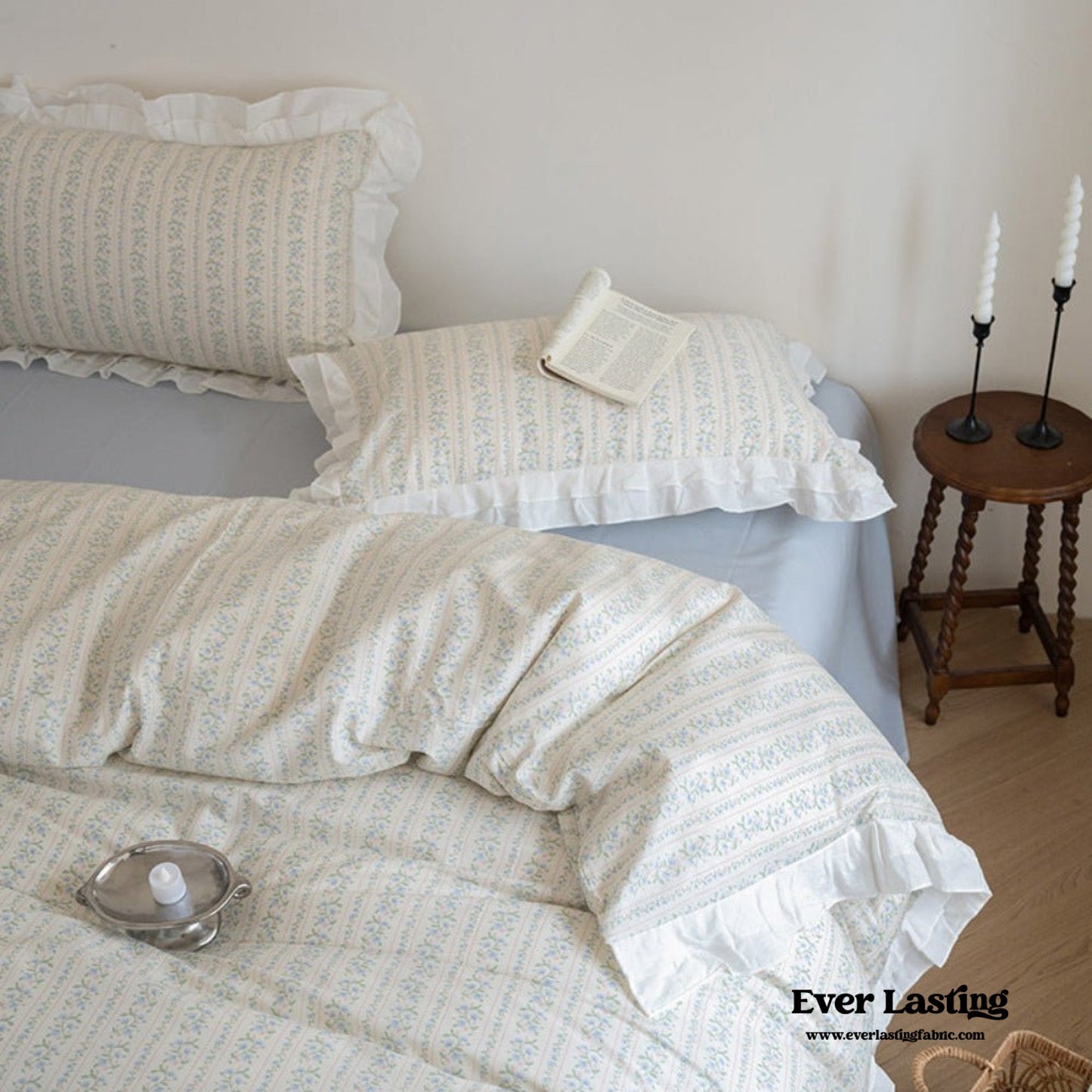 Annie Lace Ruffle Floral Bedding Set
