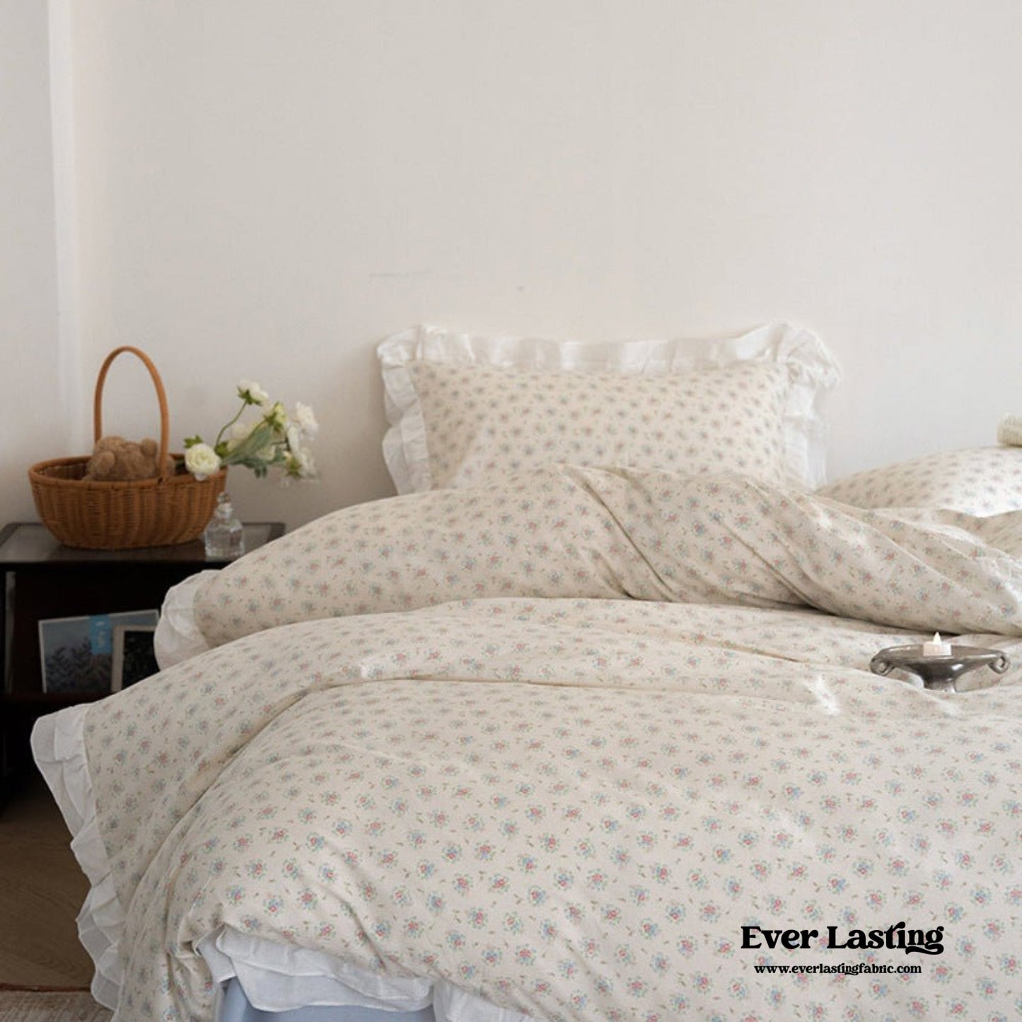 Annie Lace Ruffle Floral Bedding Set