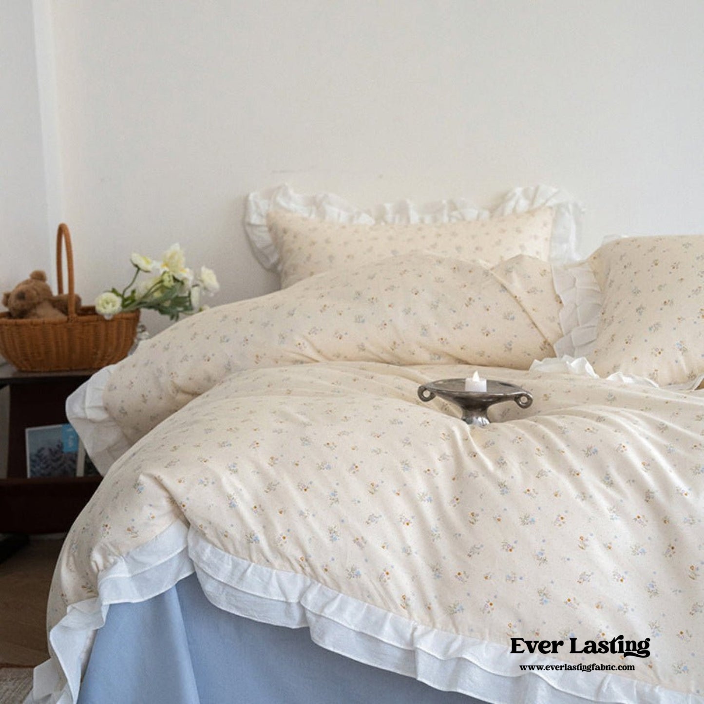 Annie Lace Ruffle Floral Bedding Set