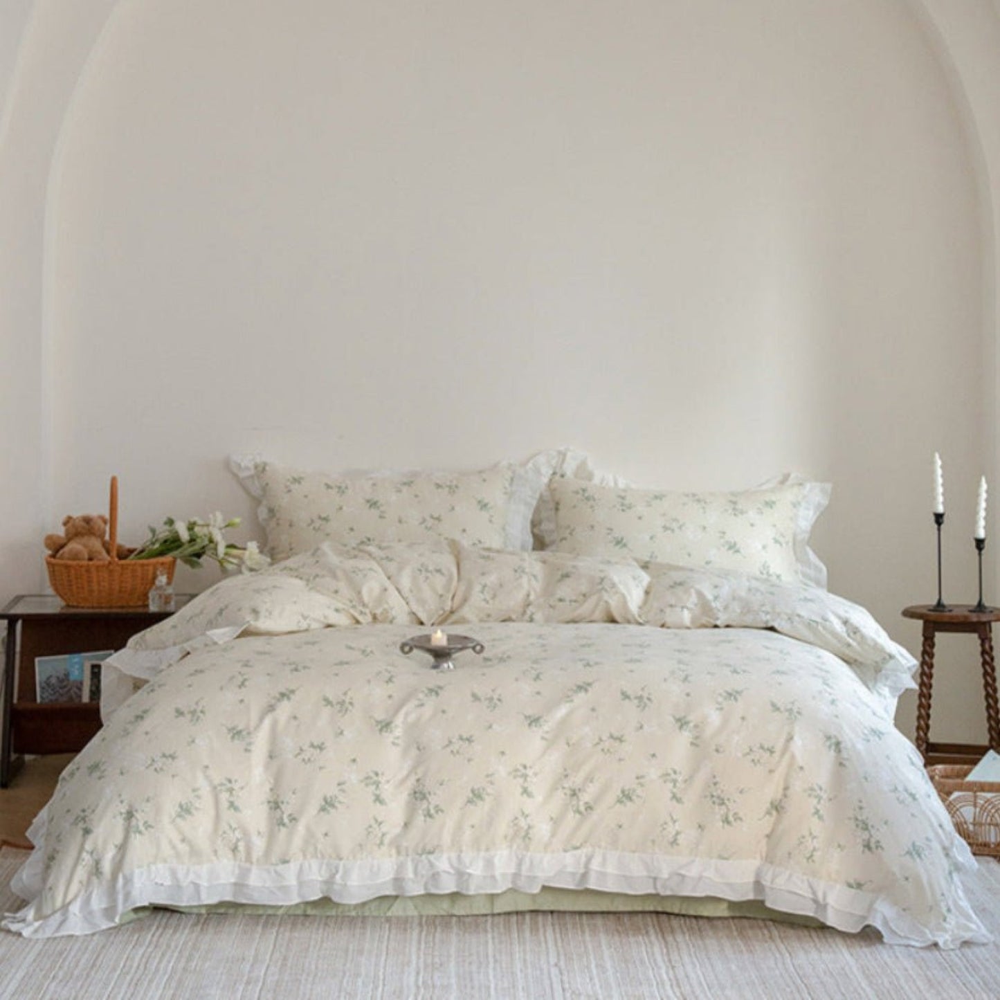 Annie Lace Ruffle Floral Bedding Set