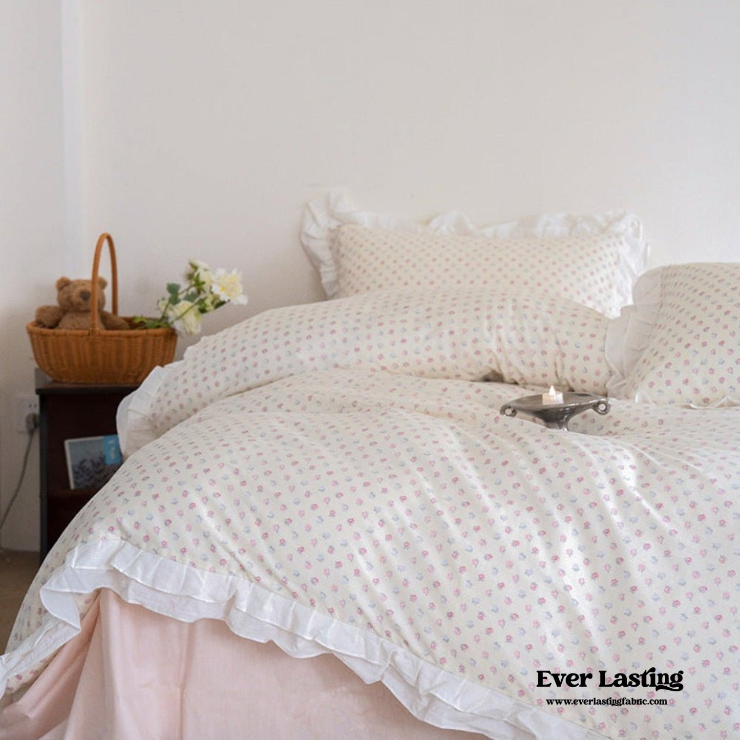 Annie Lace Ruffle Floral Bedding Set