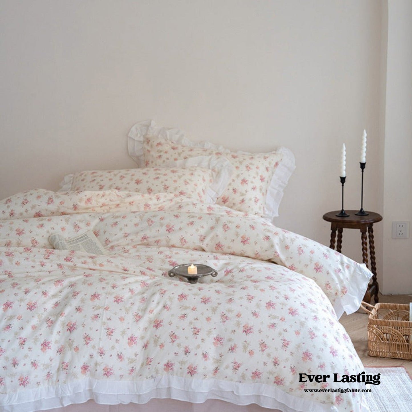 Annie Lace Ruffle Floral Bedding Set