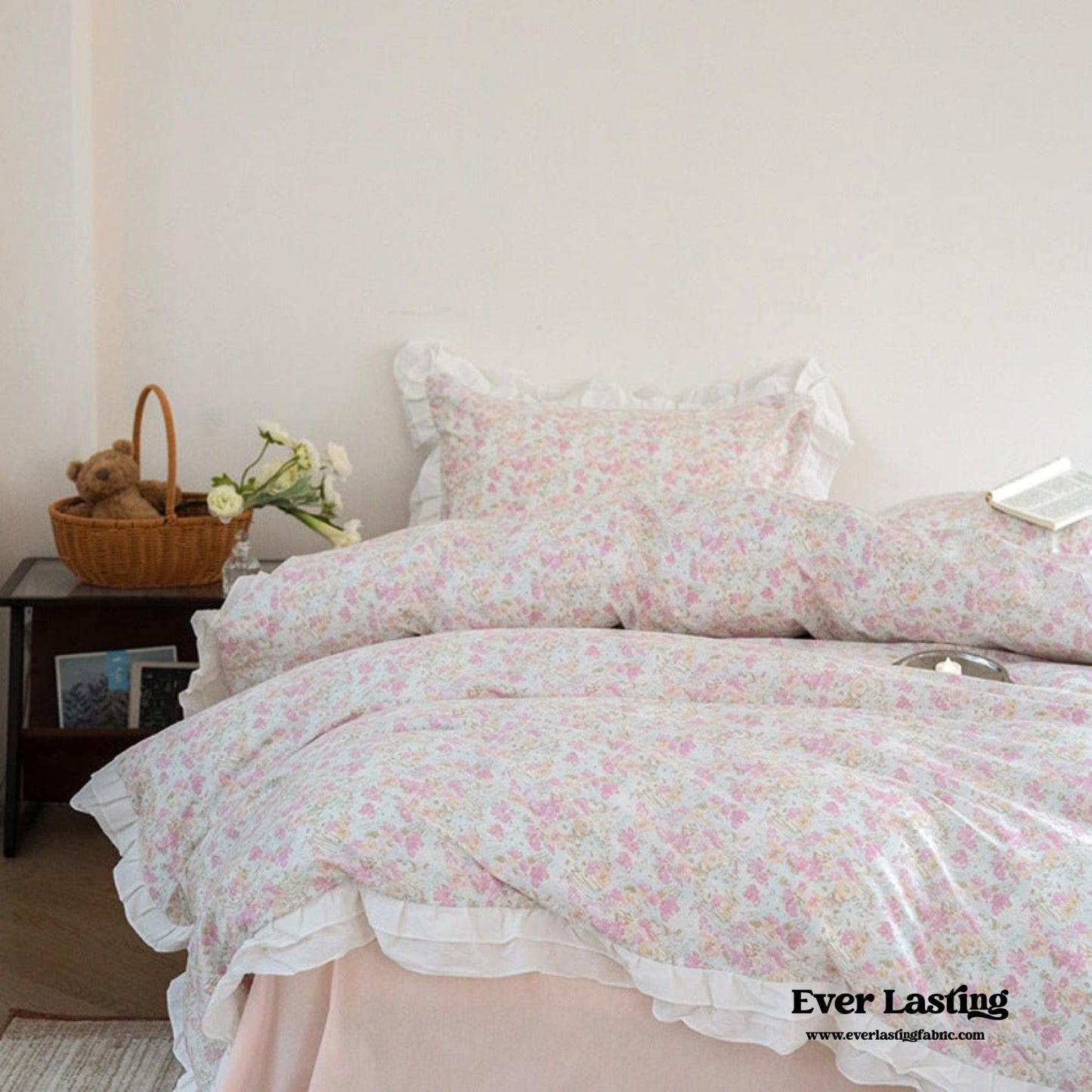 Annie Lace Ruffle Floral Bedding Set