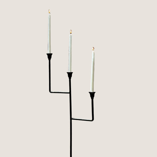 Bardot Hammered Iron Floor Candelabra - 56" Tall Tiered Candleholder