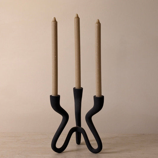 Ebony Elevated Black Aluminum Candelabra - 9.5" Modern Candle Holder