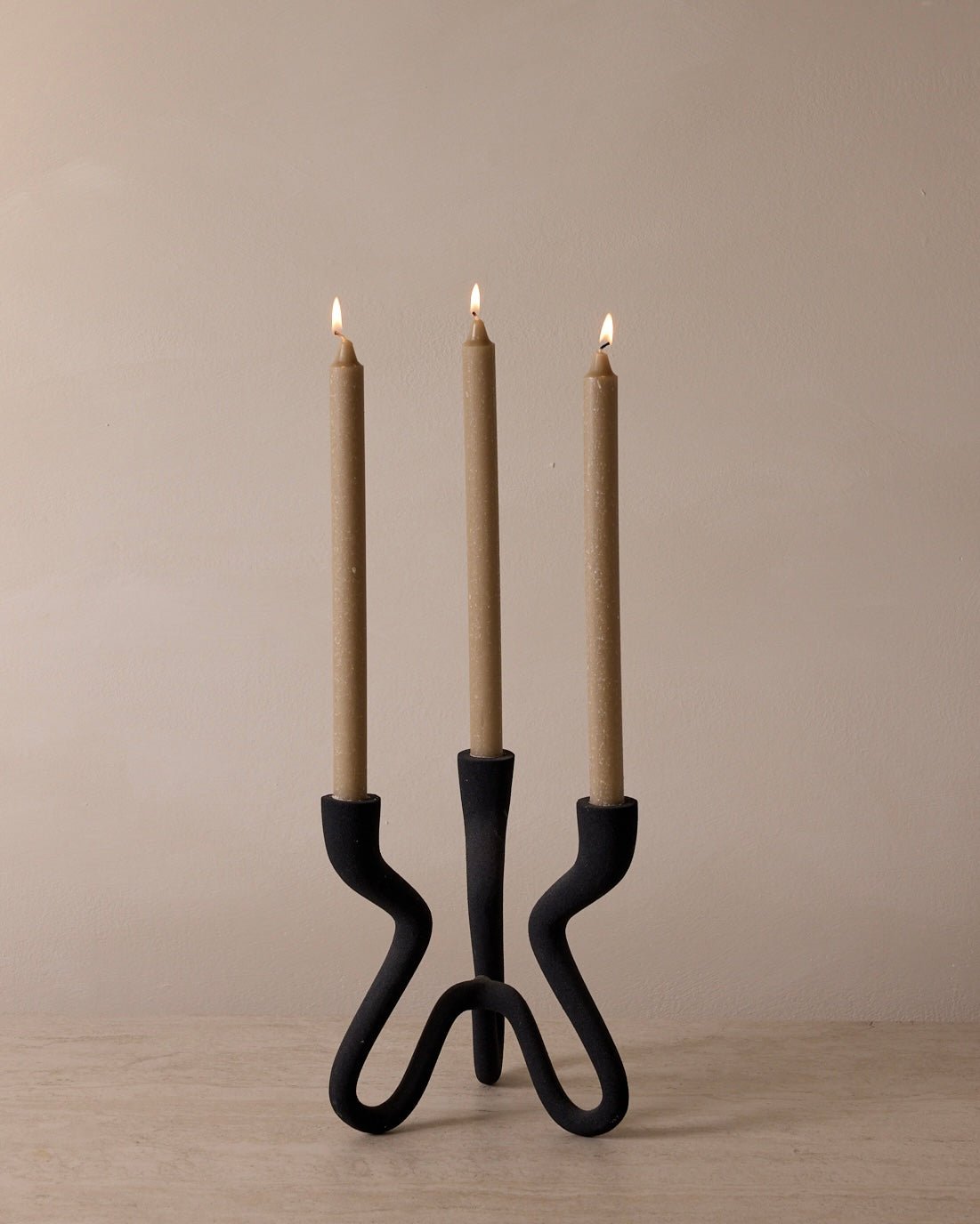 Ebony Elevated Black Aluminum Candelabra - 9.5" Modern Candle Holder