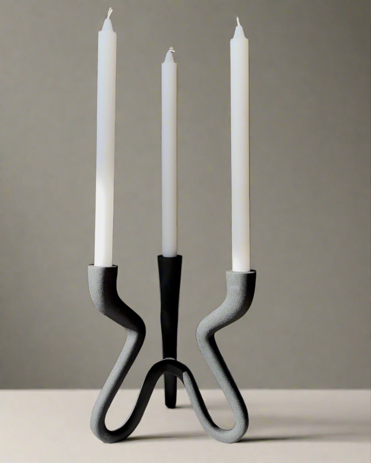 Ebony Elevated Black Aluminum Candelabra - 9.5" Modern Candle Holder