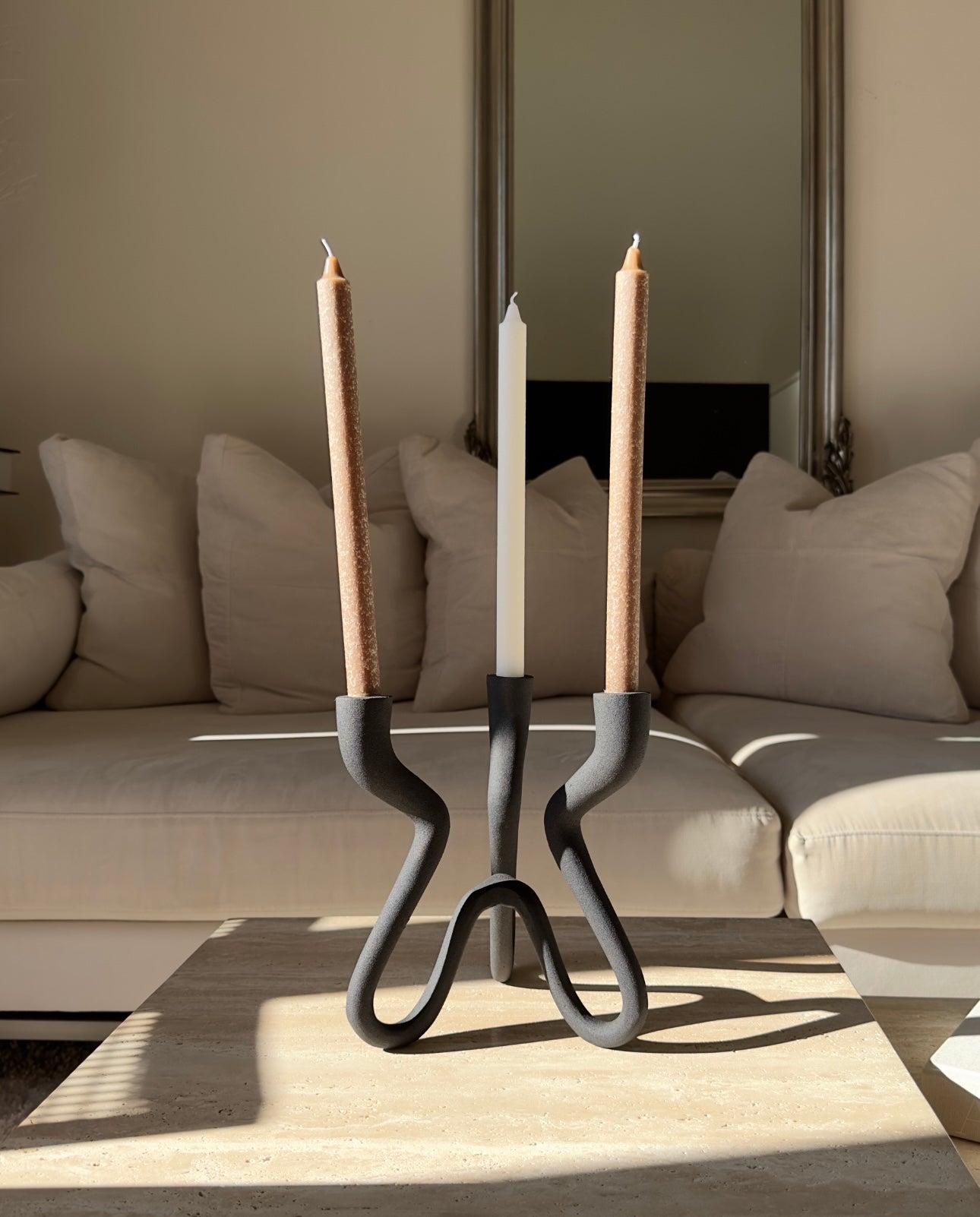 Ebony Elevated Black Aluminum Candelabra - 9.5" Modern Candle Holder