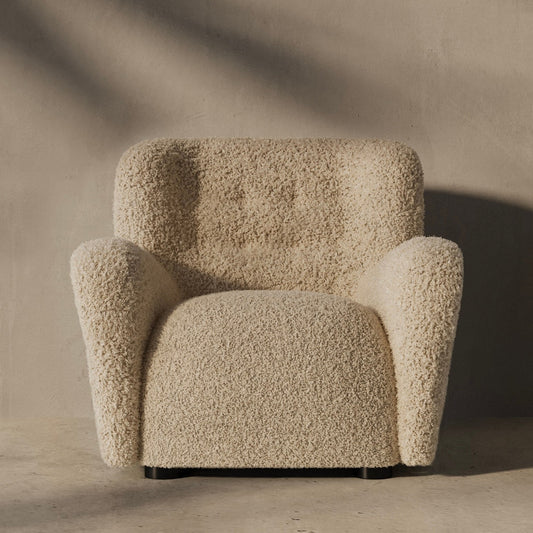 Elena Plush Teddy Accent Chair - Light Brown Cream Lounge