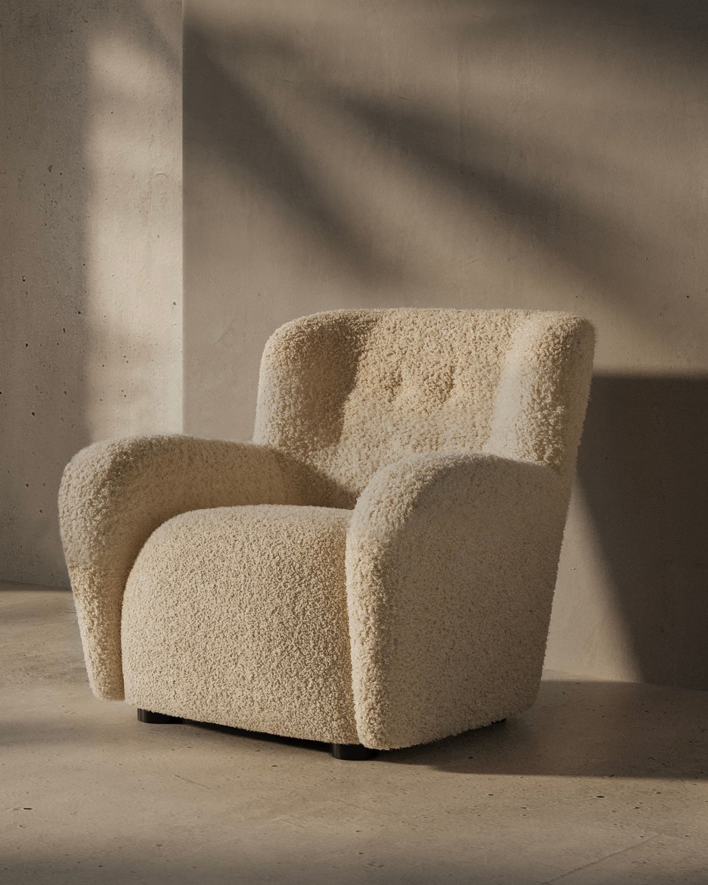 Elena Plush Teddy Accent Chair - Light Brown Cream Lounge