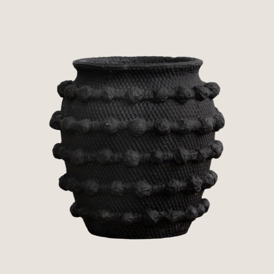 Black Textured Knot Cement Vase