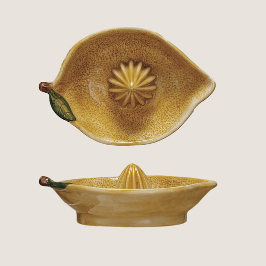Hand-Painted Stoneware Ceramic Lemon Juicer