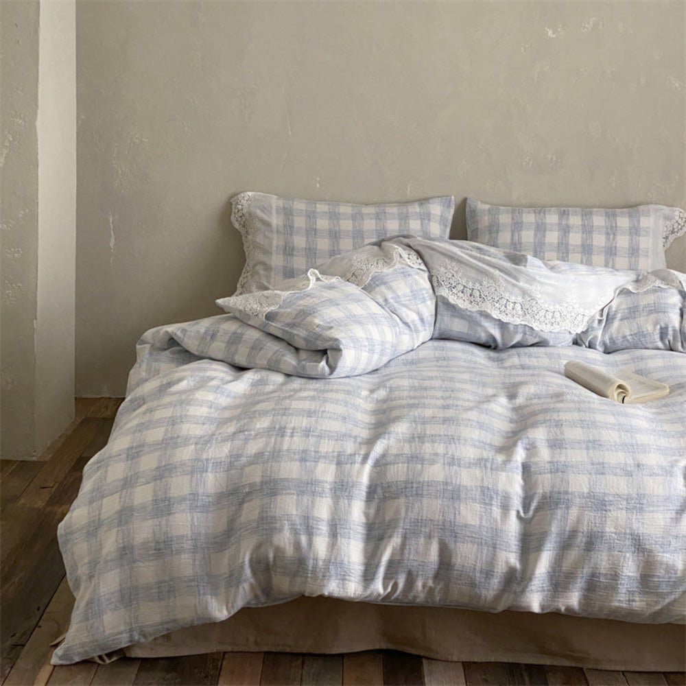 June Lace Double Gauze Gingham Bedding Set