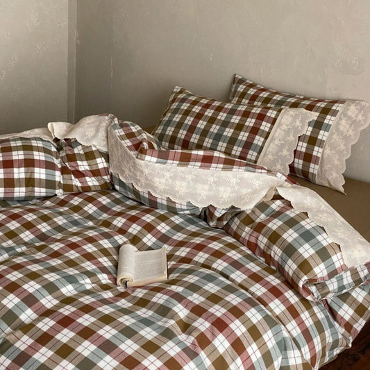 June Lace Double Gauze Gingham Bedding Set