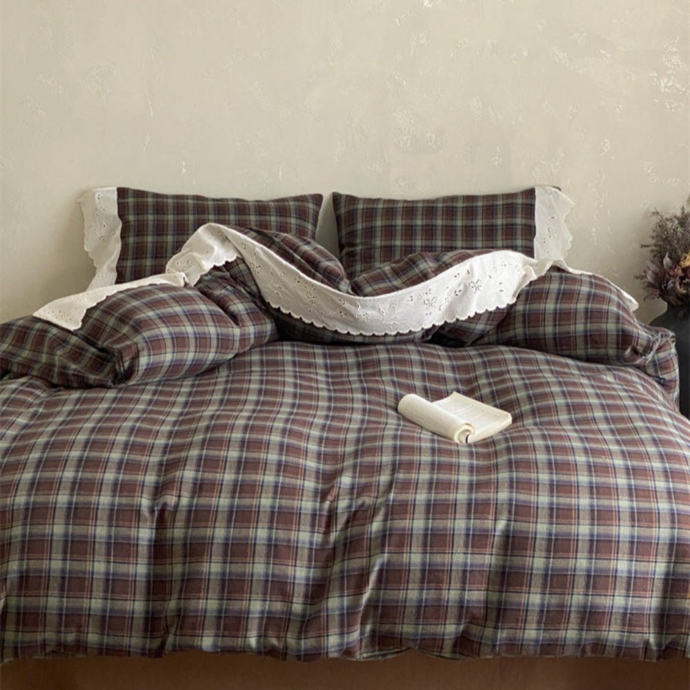 June Lace Double Gauze Gingham Bedding Set