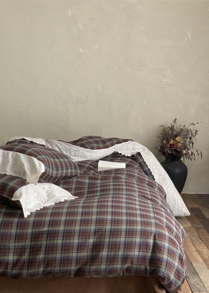 June Lace Double Gauze Gingham Bedding Set