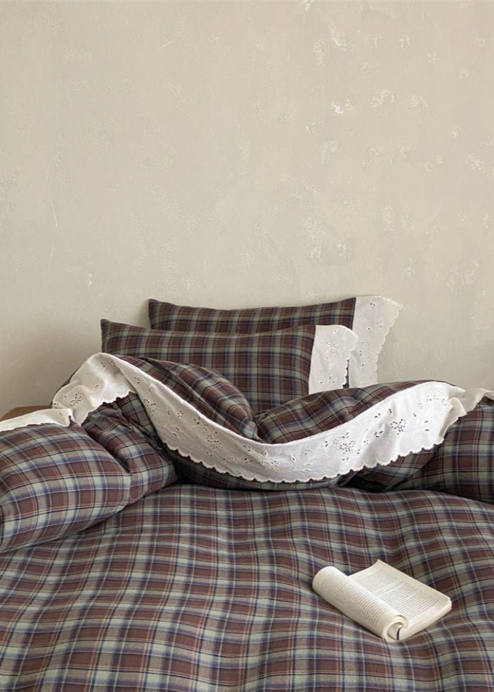 June Lace Double Gauze Gingham Bedding Set